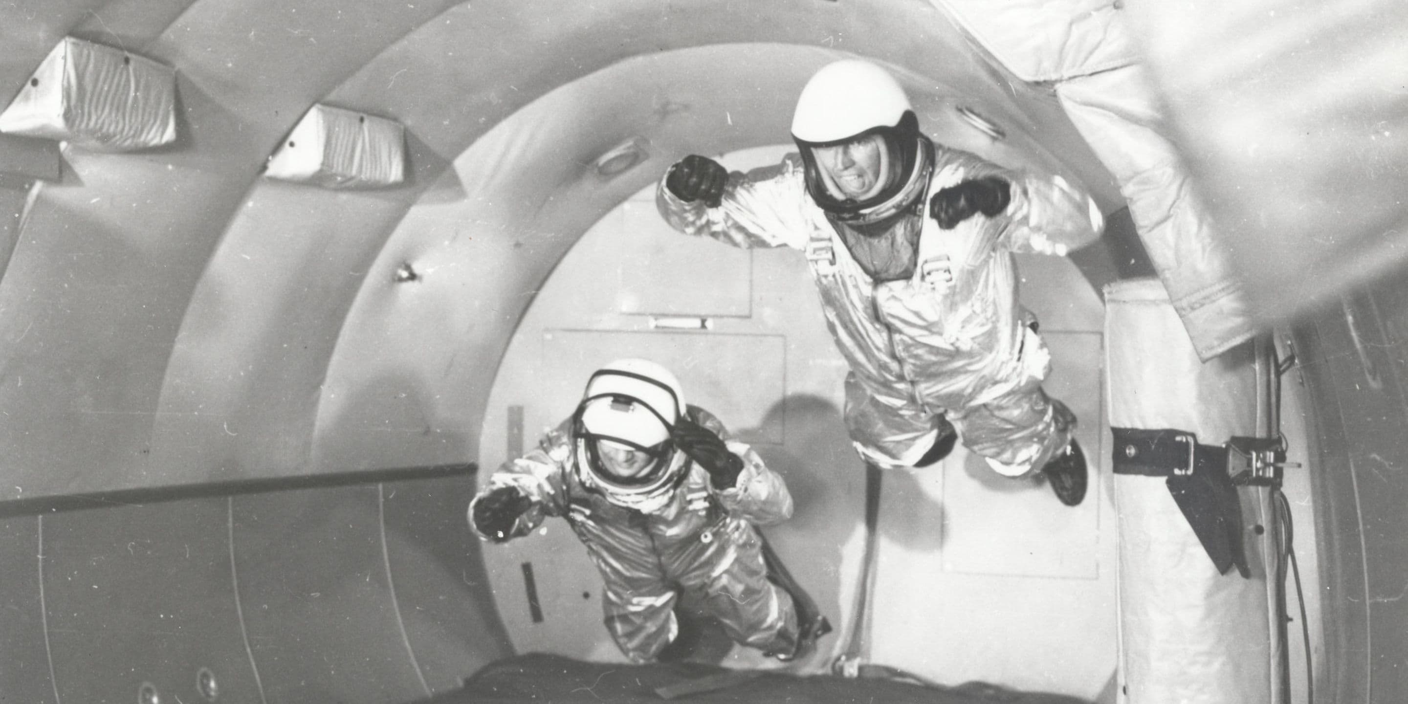 Astronauts in weightless flight simulation training for Mercury missions