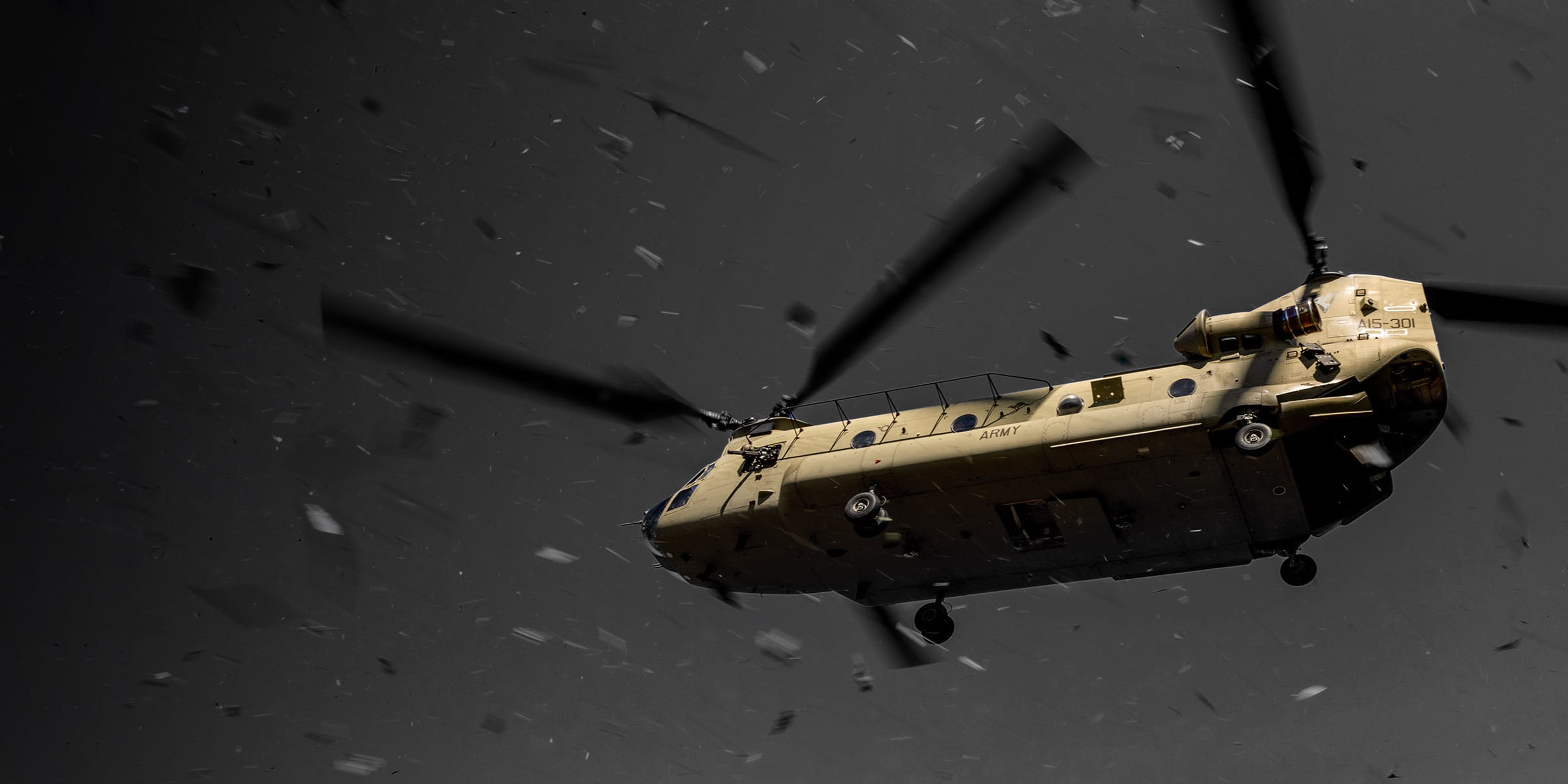Chinook aircraft in motion Chinook aircraft in motion