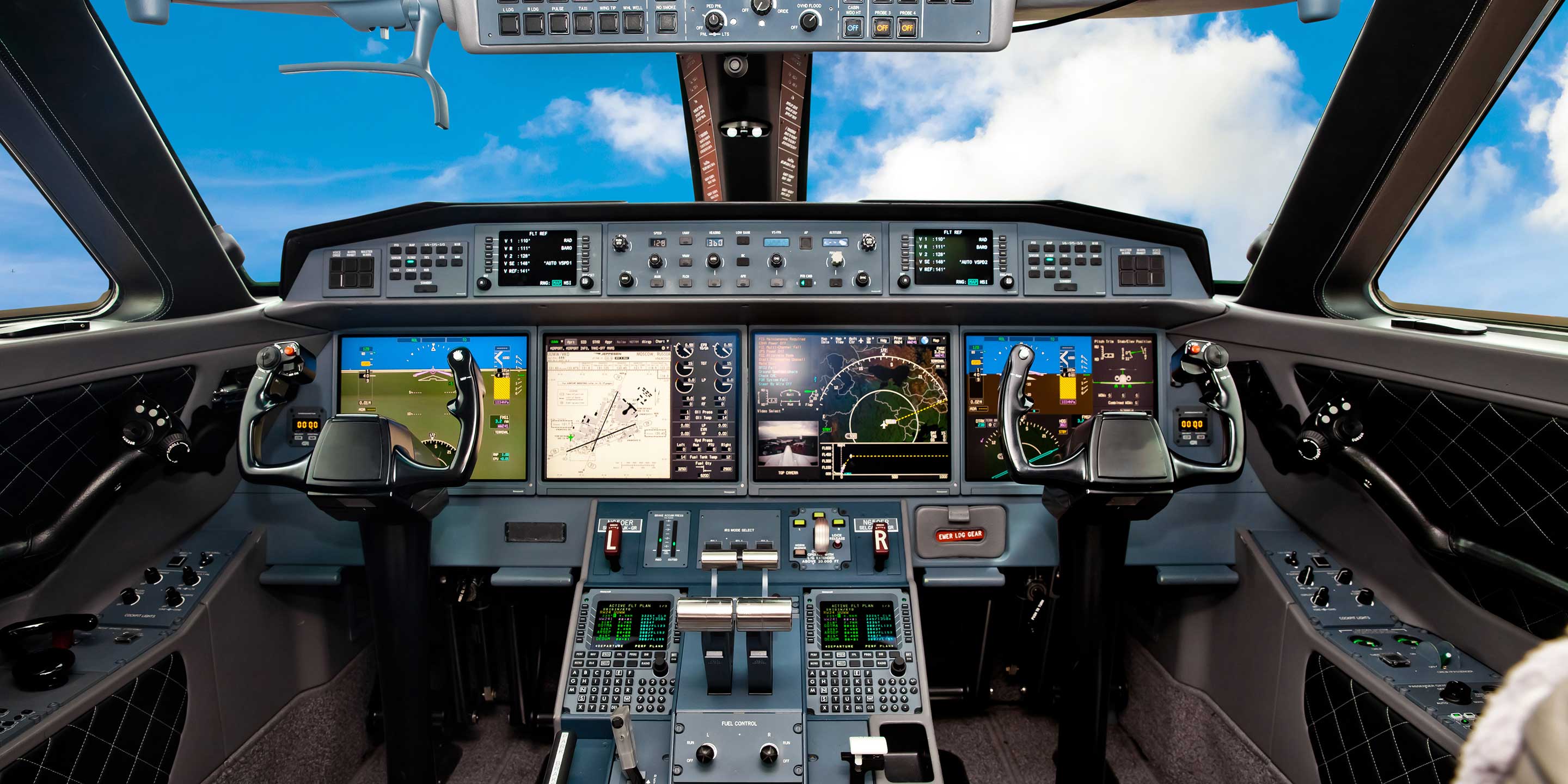 Commercial Cockpit In Flight